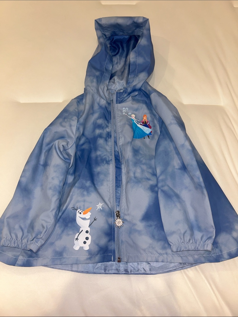 Girls' Disney Blue Frozen Hooded Raincoat with Elsa, Anna & Olaf